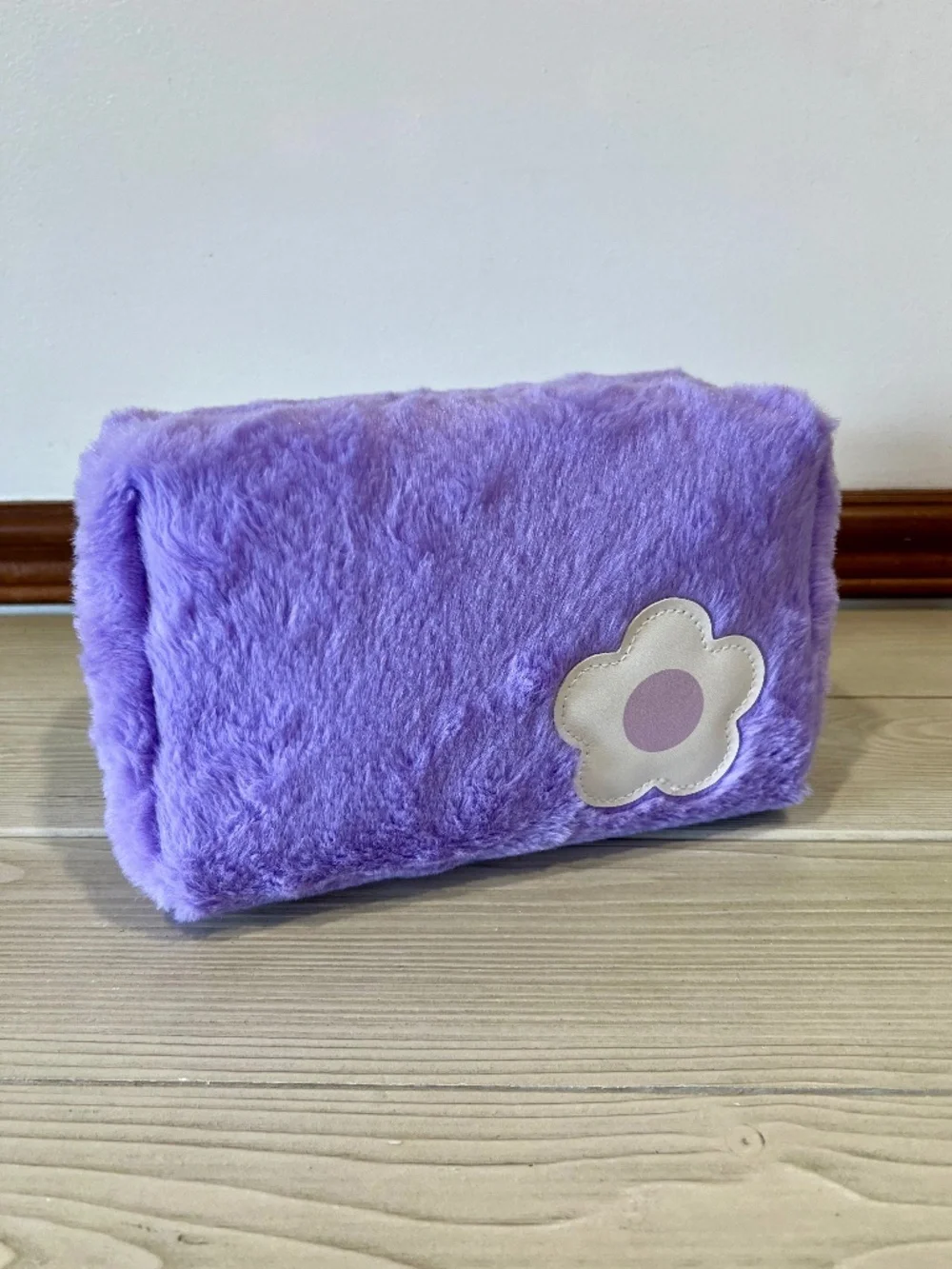 Original Squishmallows Faux Fur Cosmetic Bag - Lavender